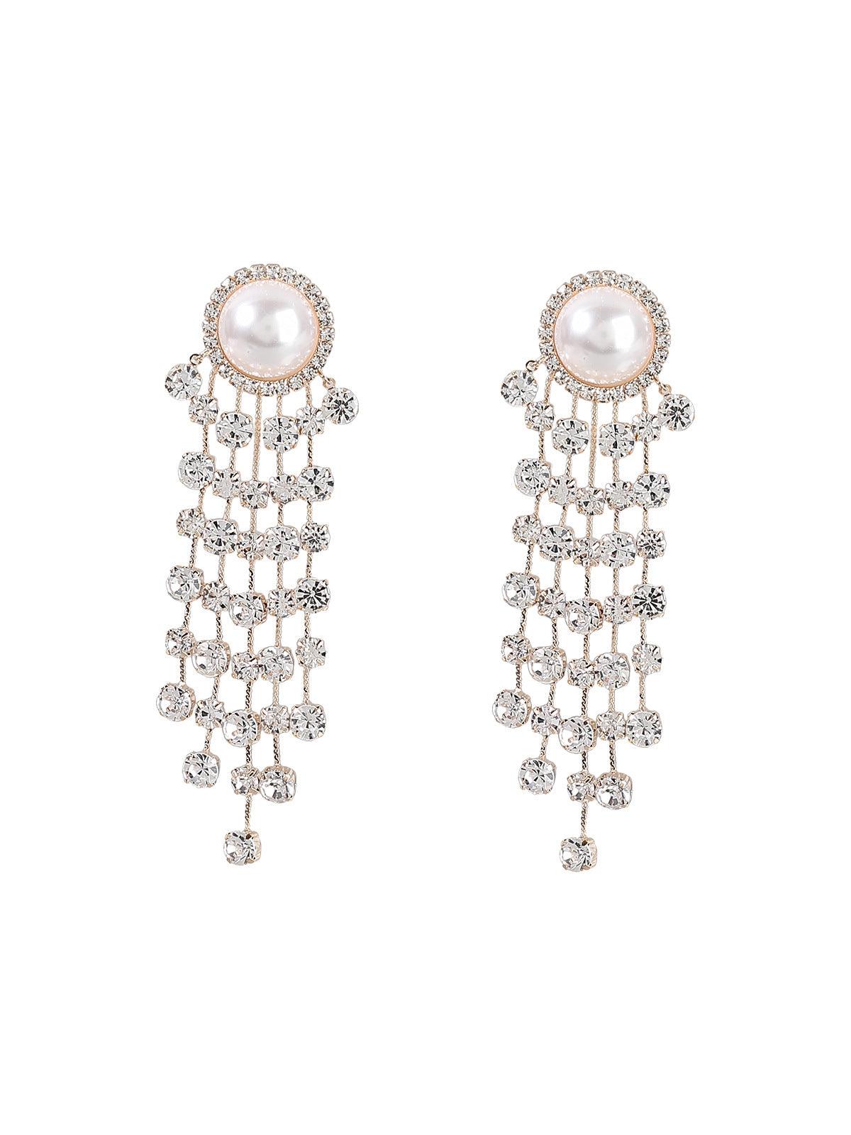 Océane Vêtements - Gisele Pearl Crystal Tassel Earrings