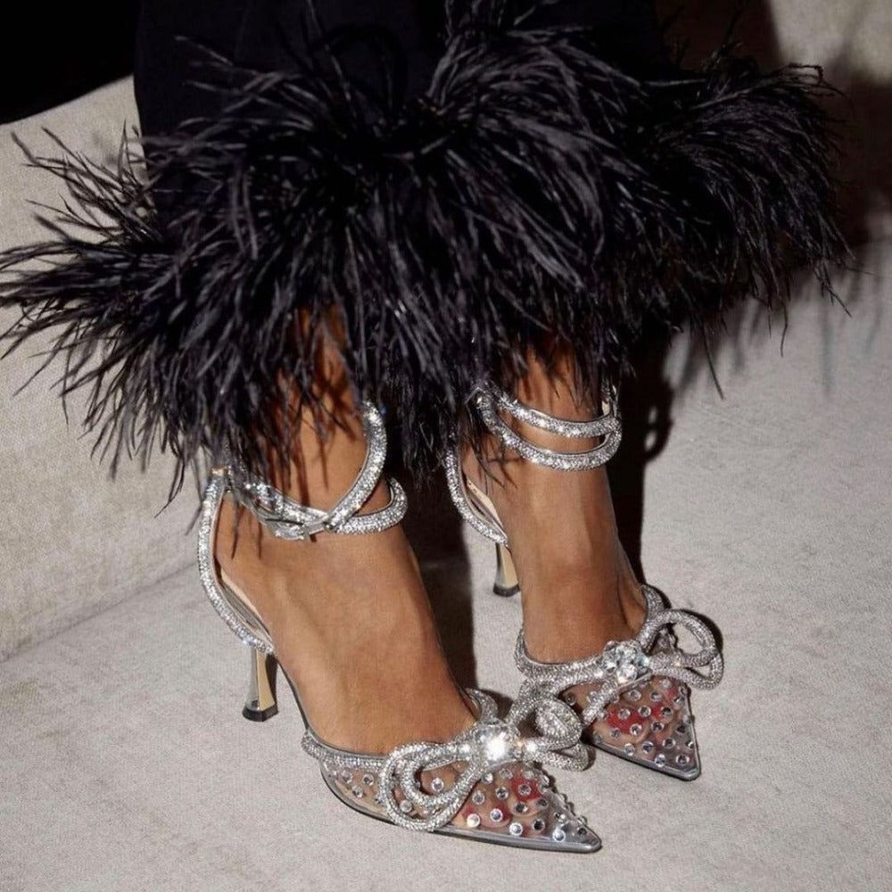Océane Vêtements-Showstopper Double Bow Crystal Embellished Heels