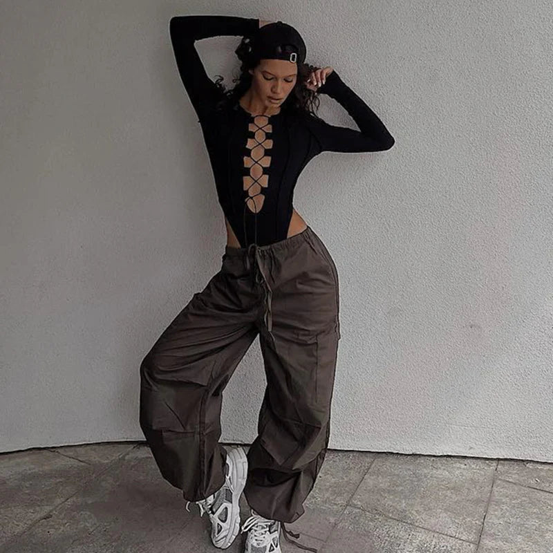 Océane Vêtements - Sensuelle Lace Up Knitted Bodysuit