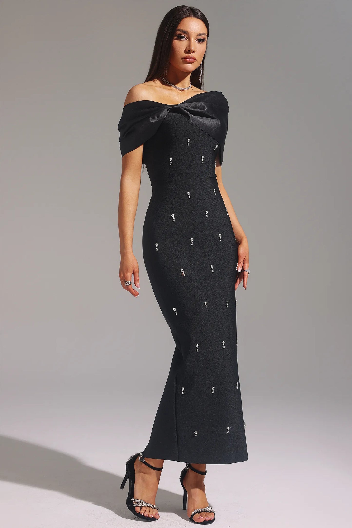 Océane Vétements - Capucine Off-Shoulder Diamond Maxi Dress
