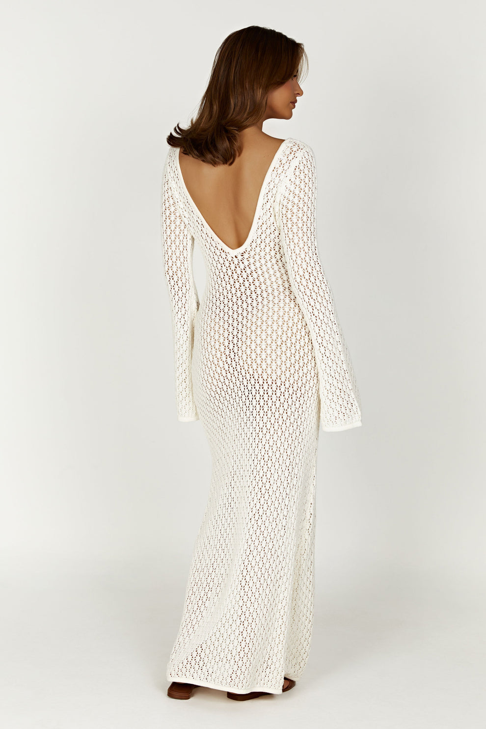 Océane Vêtements - Augusta Crochet Fishtail Flare Sleeve Maxi Dress