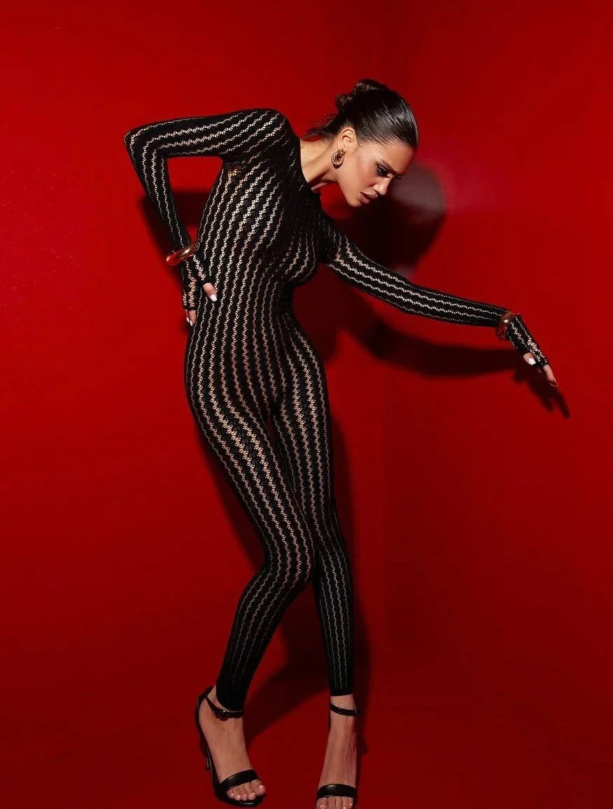 Océane Vêtements- Midnight Allure Sheer Bodysuit