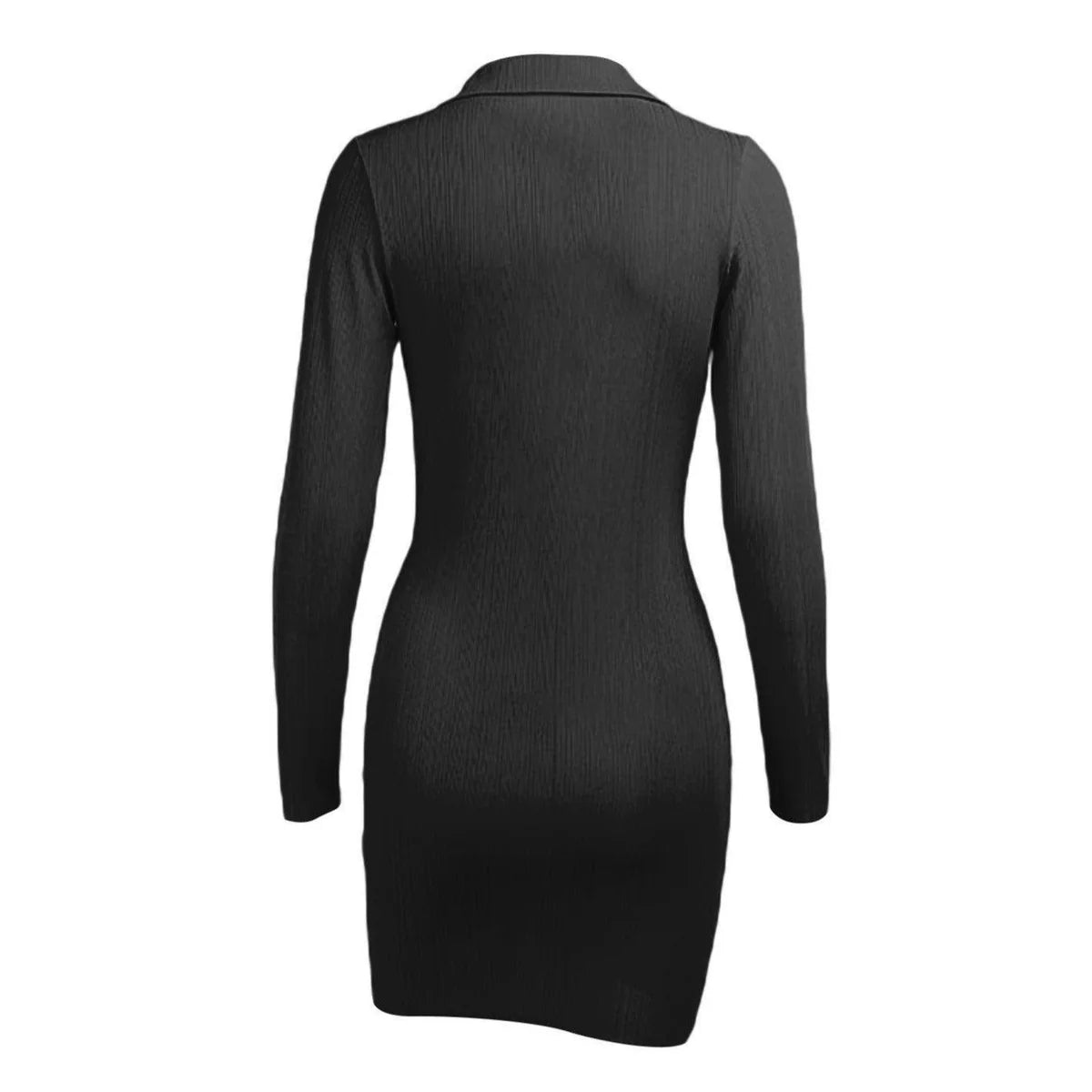Océane Vêtements -Ophélie Ribbed Plunging V Long Sleeve Mini Dress