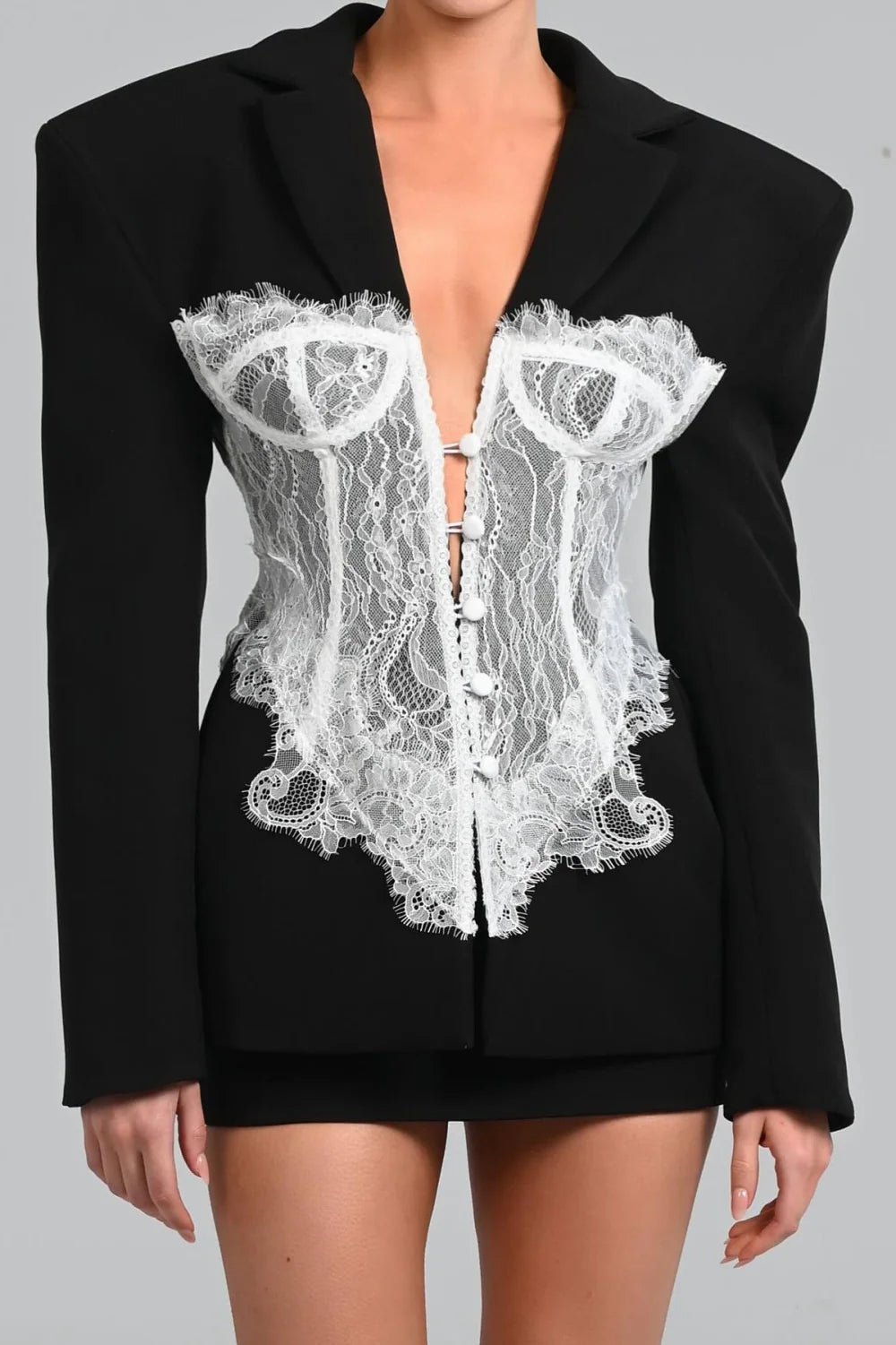 Océane Vêtements-Allia Lace Corset Blazer