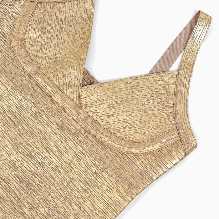 Océane Vêtements-Maryam Metallic Gold Cocktail Dress