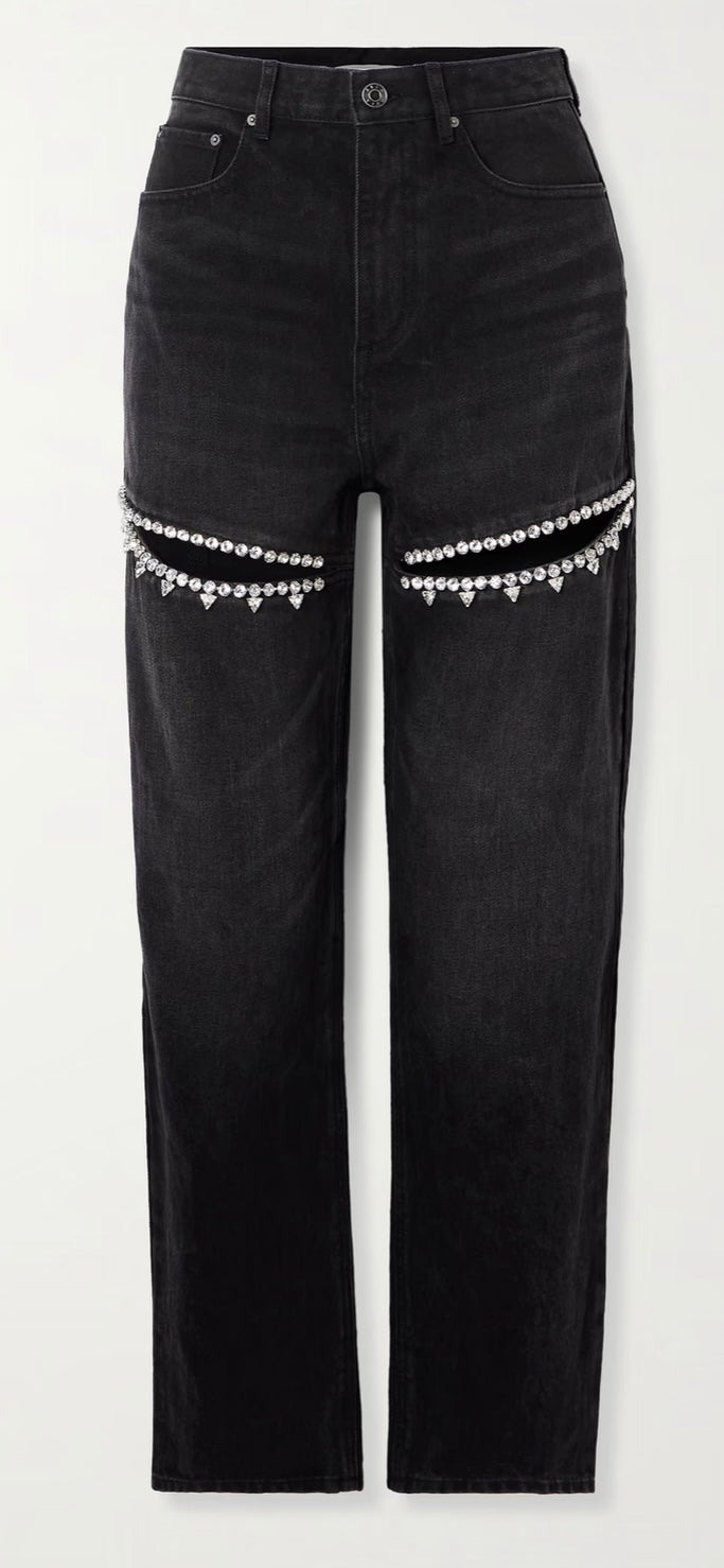 Océane Vêtements - Gorgeous You Embellished Cutout High-Rise Jeans