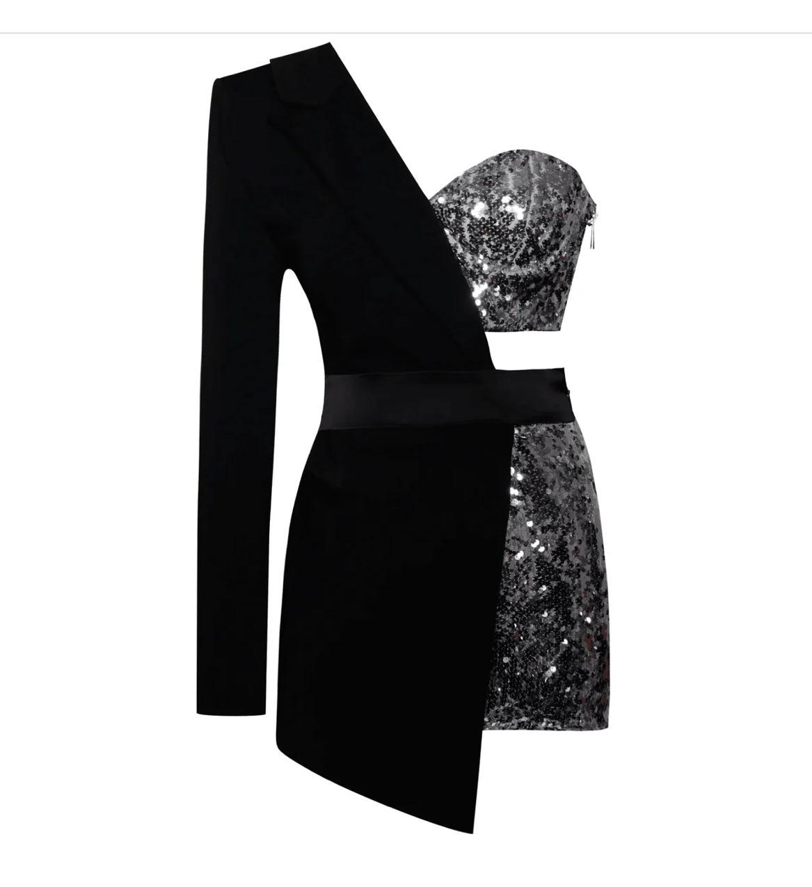 Océane Vêtements -- One Shoulder Sequin Blazer Romper