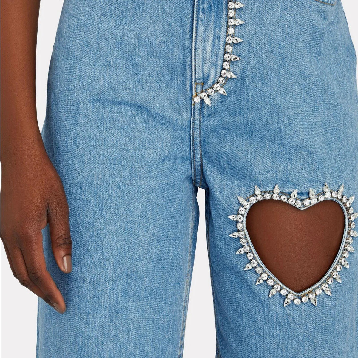 Océane Vêtements - Girly Touch Crystal Heart Relaxed Fit Jeans