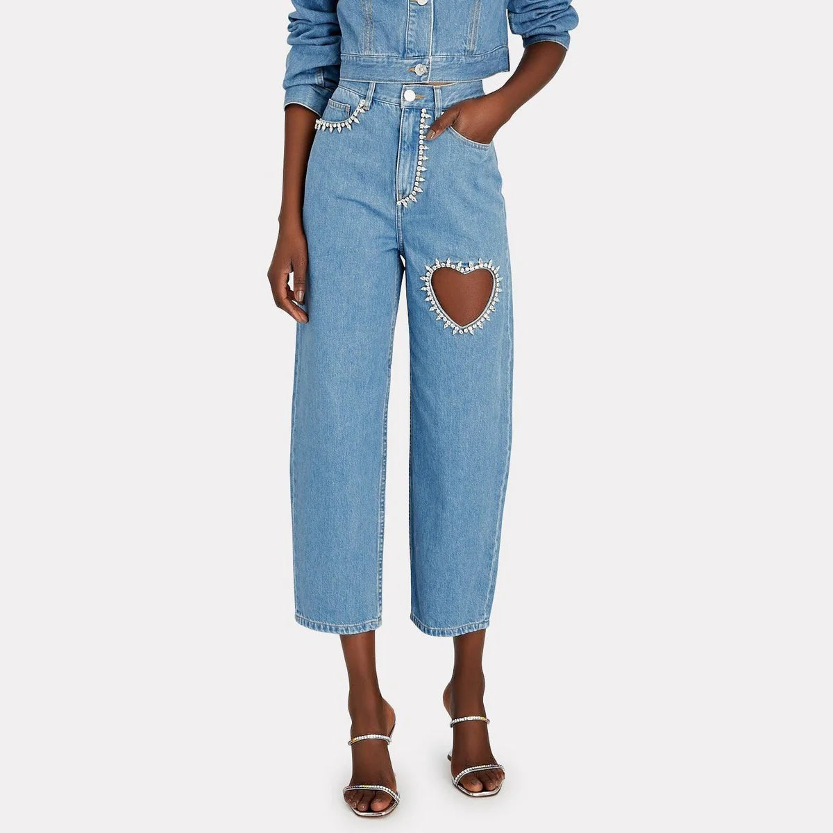 Océane Vêtements - Girly Touch Crystal Heart Relaxed Fit Jeans