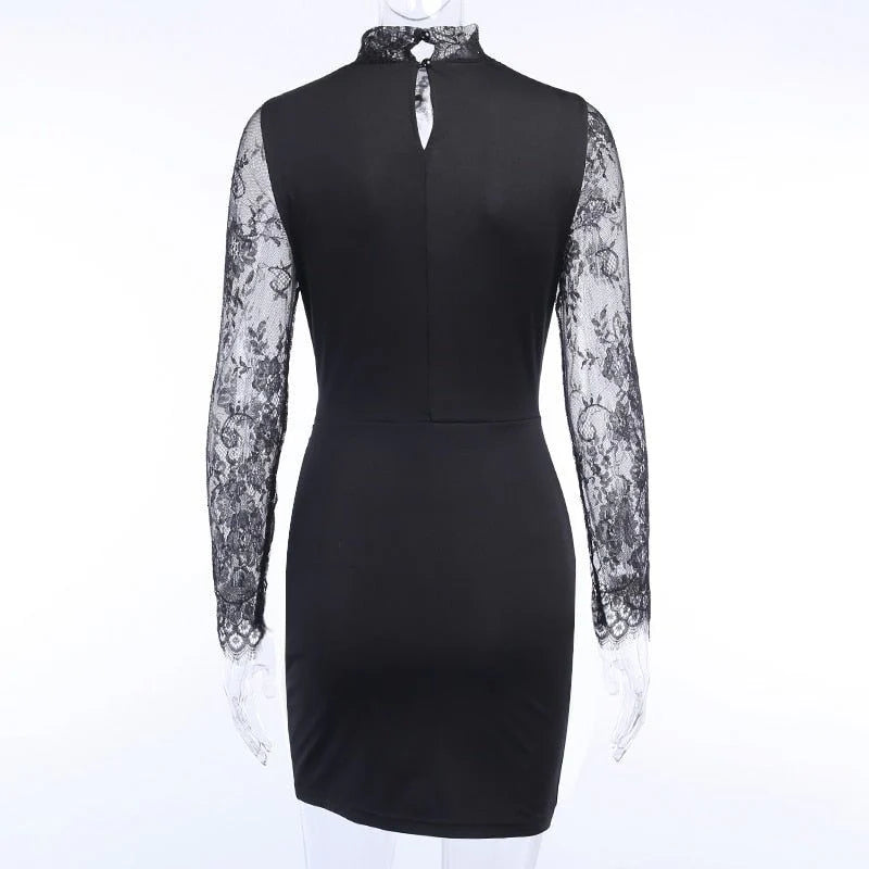 Océane Vêtements - Janele Lace Long Sleeve Ruched Mini Dress