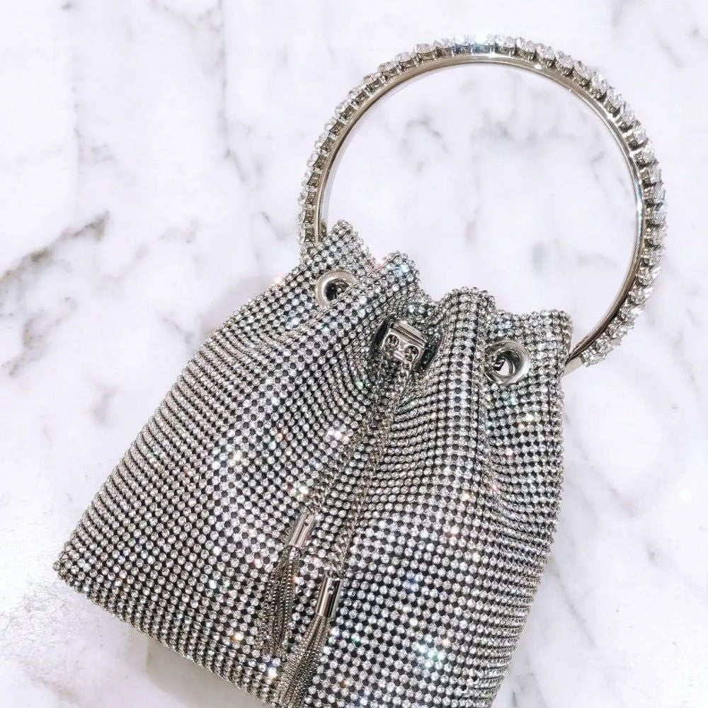 Océane Vêtements - Splendor Crystal Handle Tassel Diamond/Gold Bag