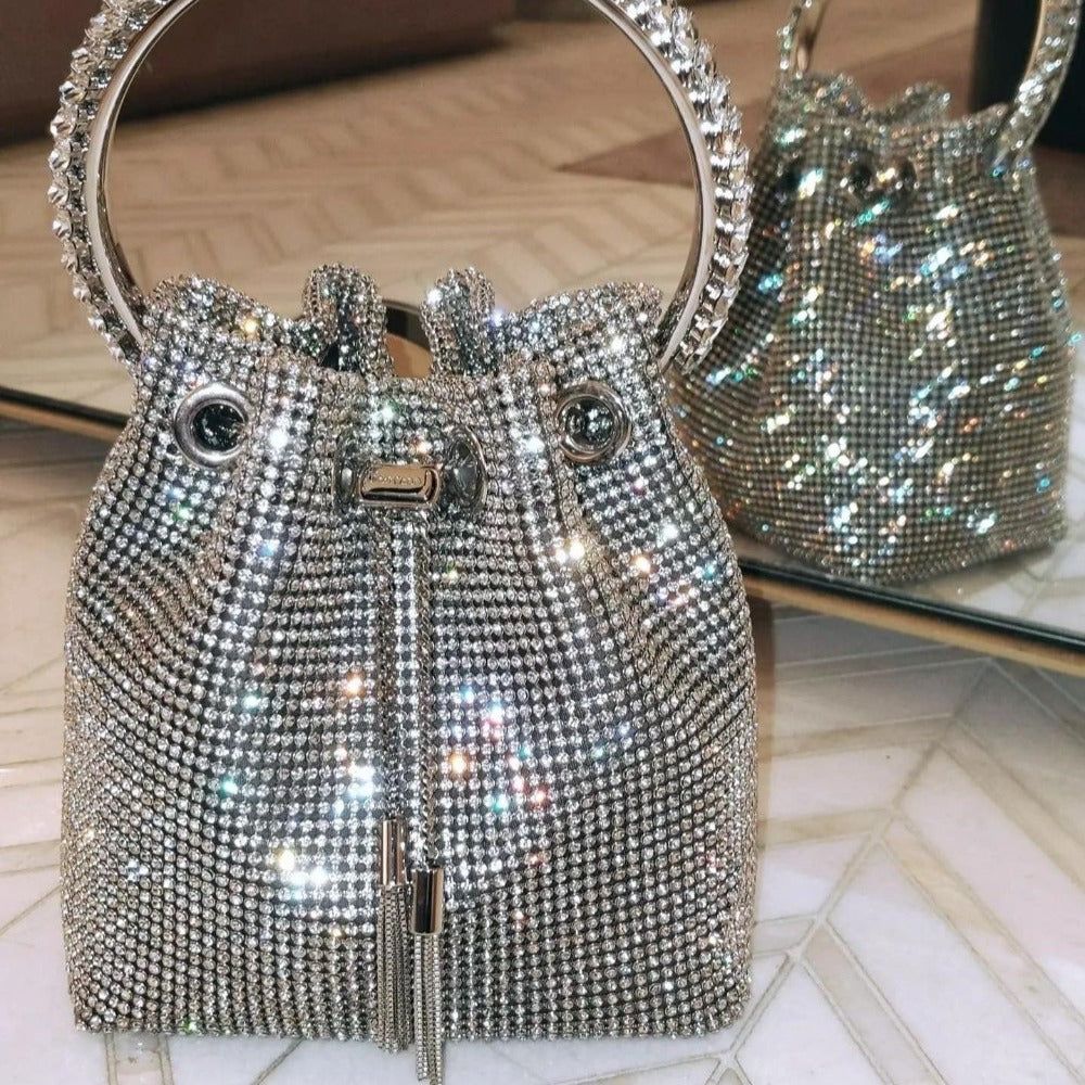 Océane Vêtements - Splendor Crystal Handle Tassel Diamond/Gold Bag