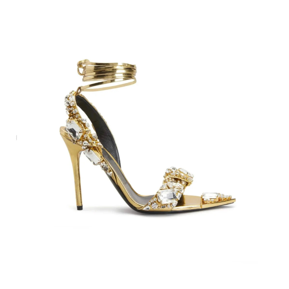Océane Vêtements - Belle Ankle Strap Crystal Stilettos
