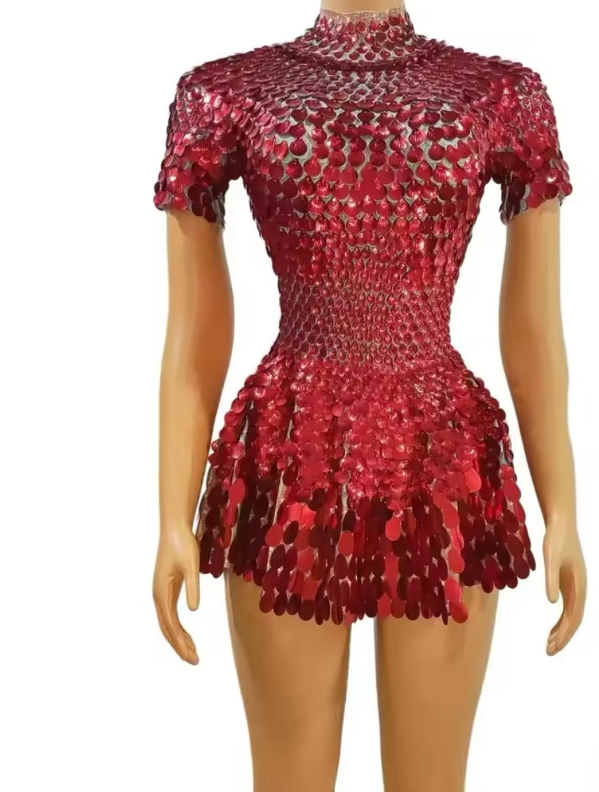 Océane Vêtements- Ciel De Minuit Sequin Body Suit Mini Dress (Multiple Colors)