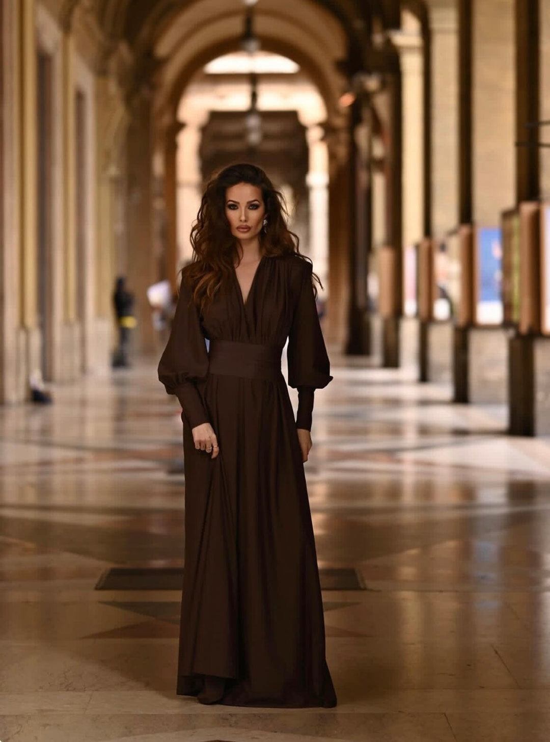 Océane Vêtements - Sophie V Neck Belted Maxi Dress