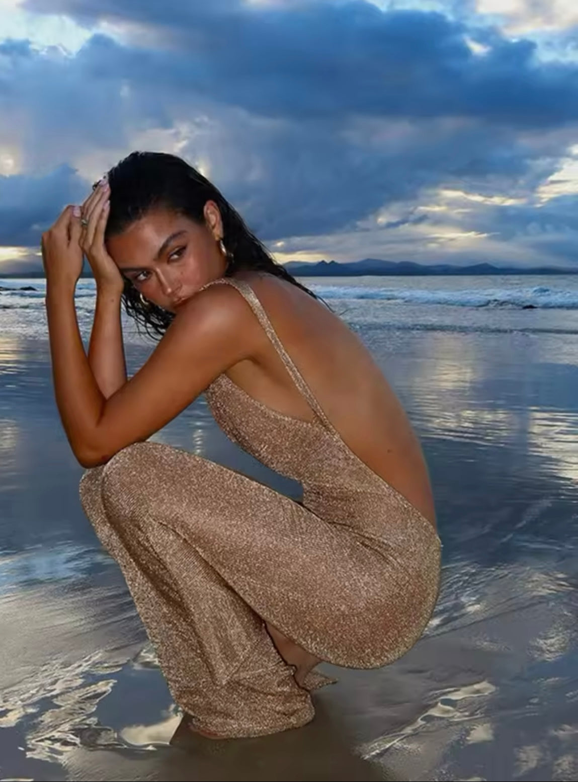 Océane Vêtements - Regarde-Moi Briller Sheer Backless Maxi Dress