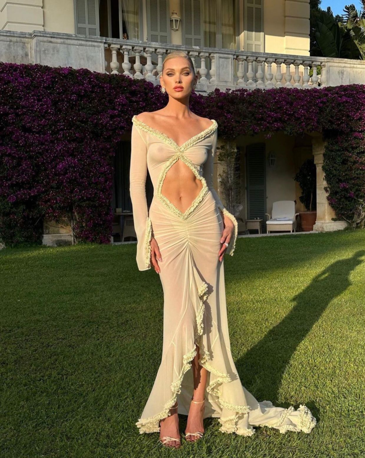 Océane Vêtements - Parisian Floor Length Sheer Midriff Exposed Gown