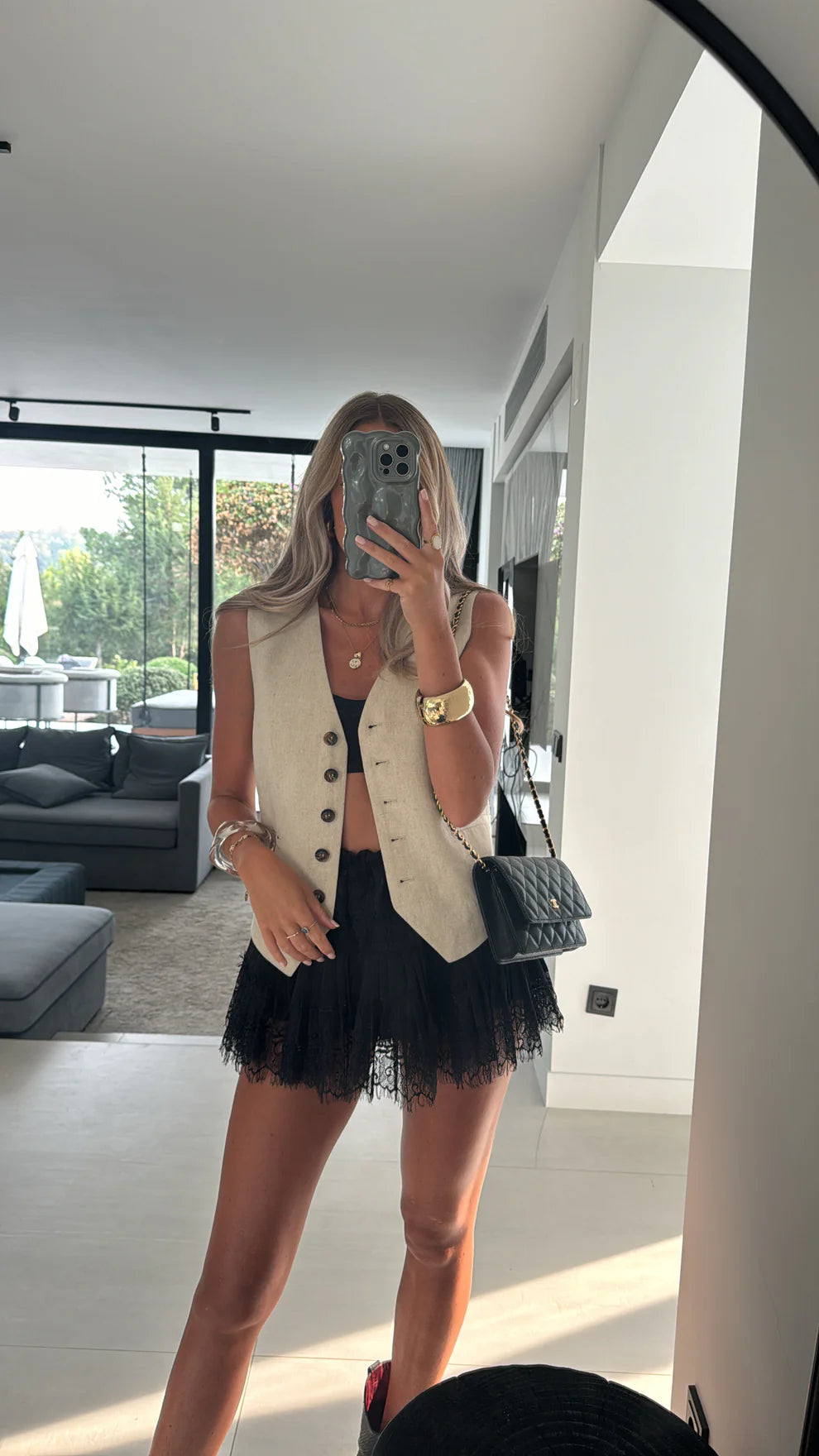 Océane Vêtements- Monaco Mini Lace Skirt in Black