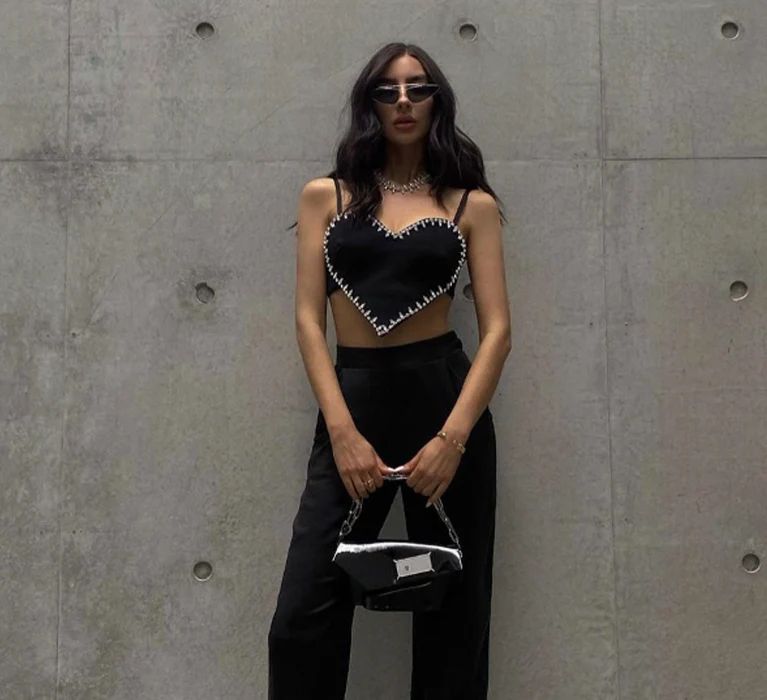 Océane Vêtements- Crystal Heart Shape Top