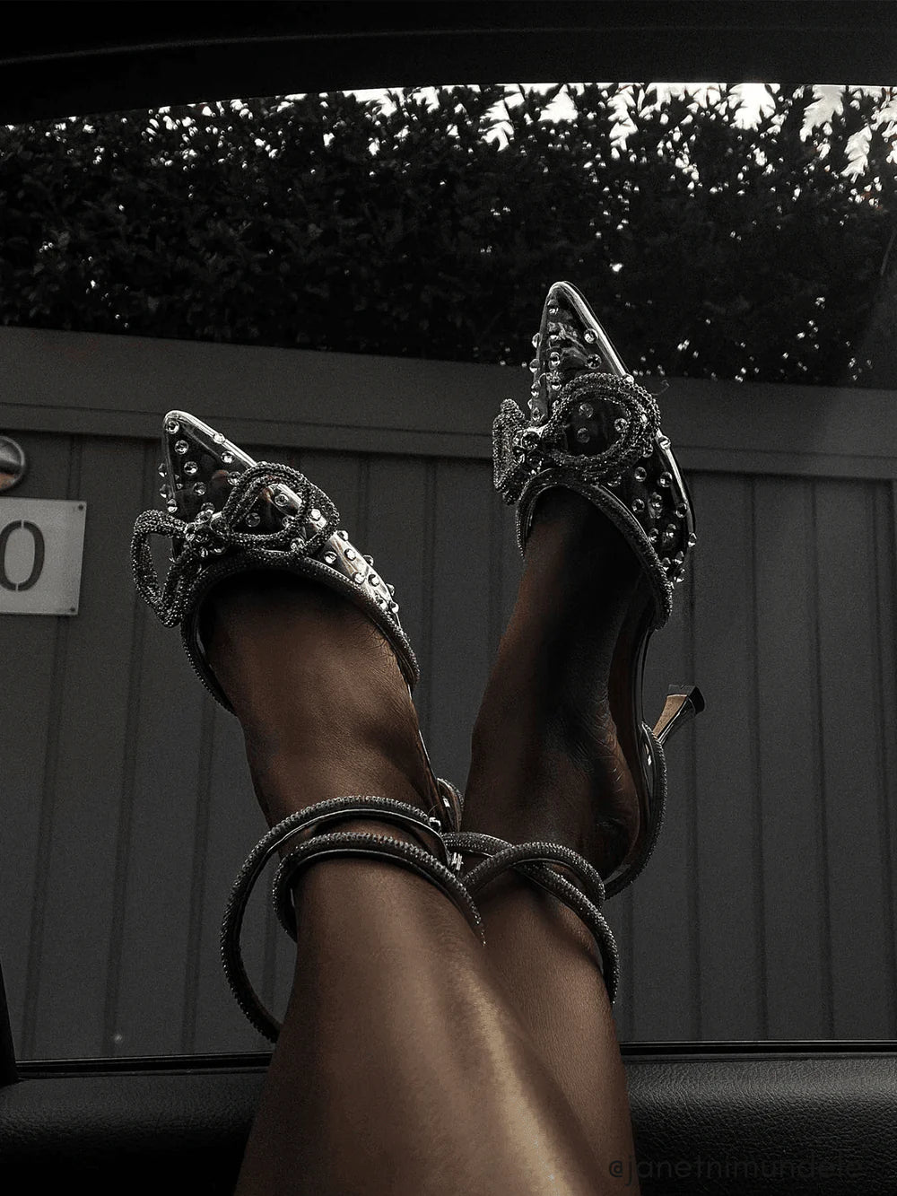 Océane Vêtements-Showstopper Double Bow Crystal Embellished Heels