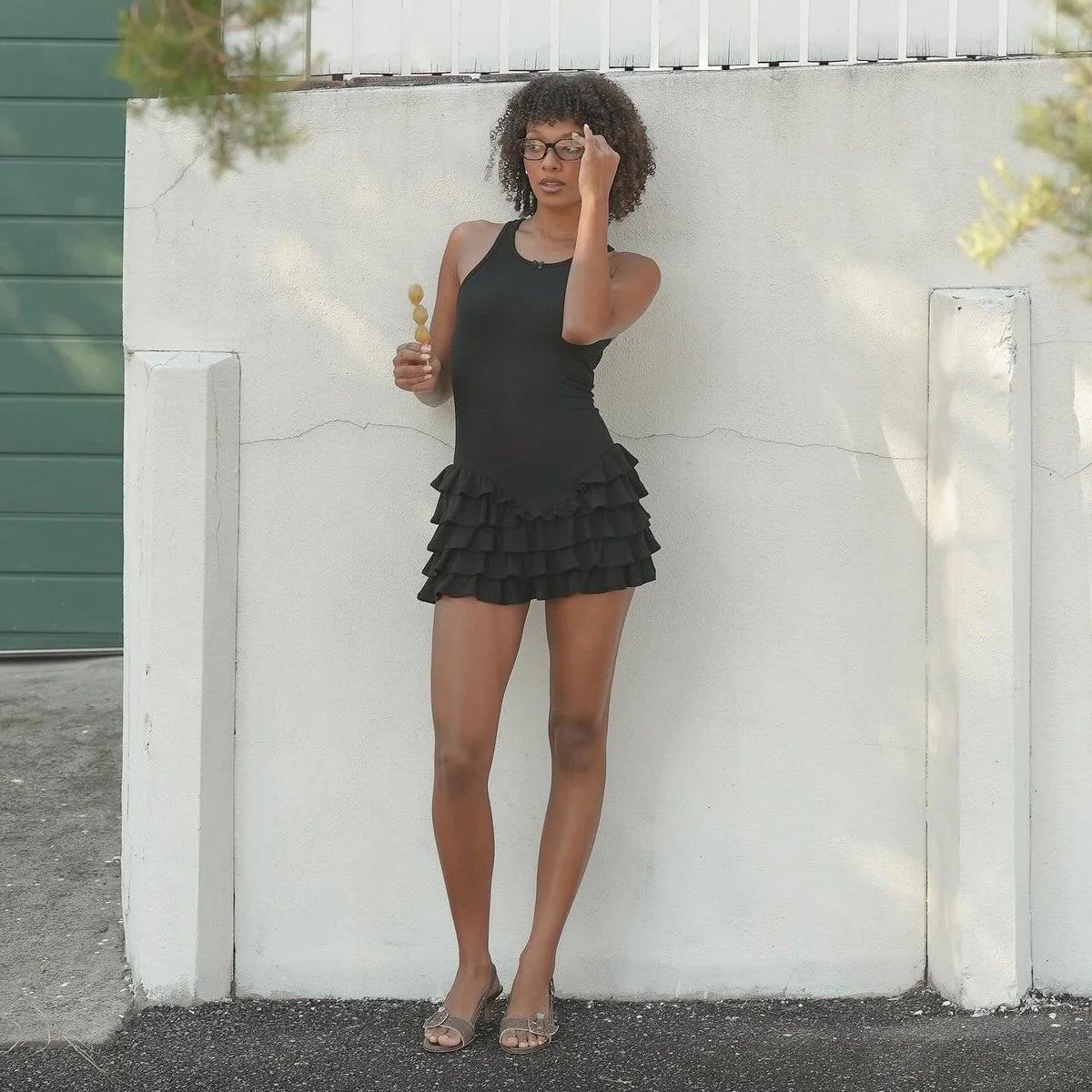 Océane Vêtements - Elegant Frill Trim Mini Dress