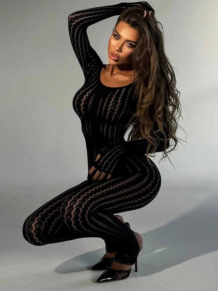 Océane Vêtements- Midnight Allure Sheer Bodysuit