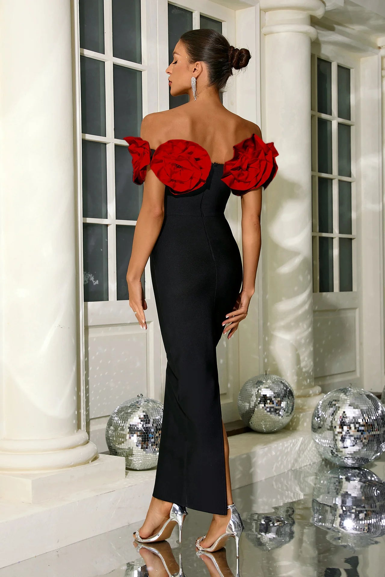 Océane Vêtements - Anna's Strapless Flower Adorned Midi Dress