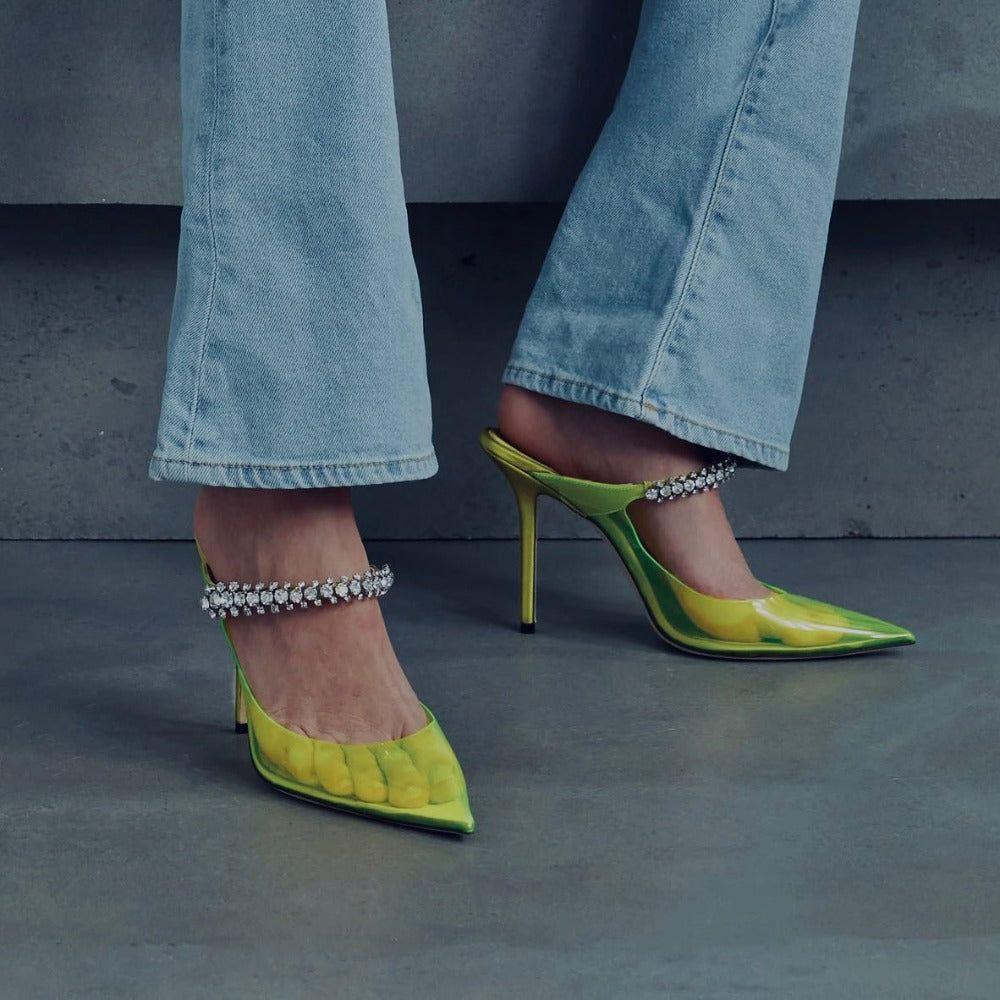 Océane Vêtements -Monica Crystals Embellished Transparent Heels