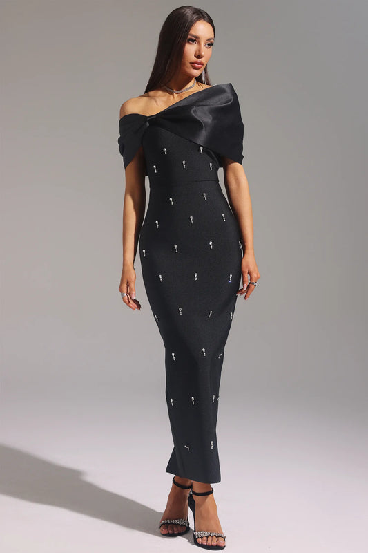 Océane Vétements - Capucine Off-Shoulder Diamond Maxi Dress
