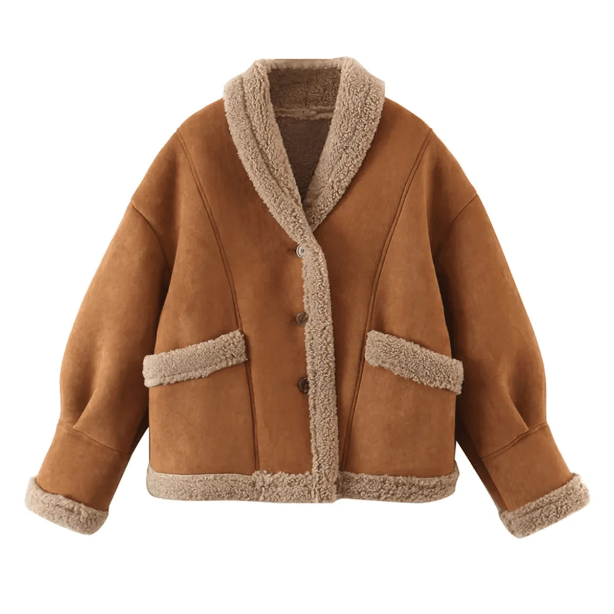 Océane Vêtements-Aviatrice Lambswool Suede Jacket