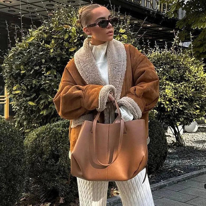 Océane Vêtements-Aviatrice Lambswool Suede Jacket