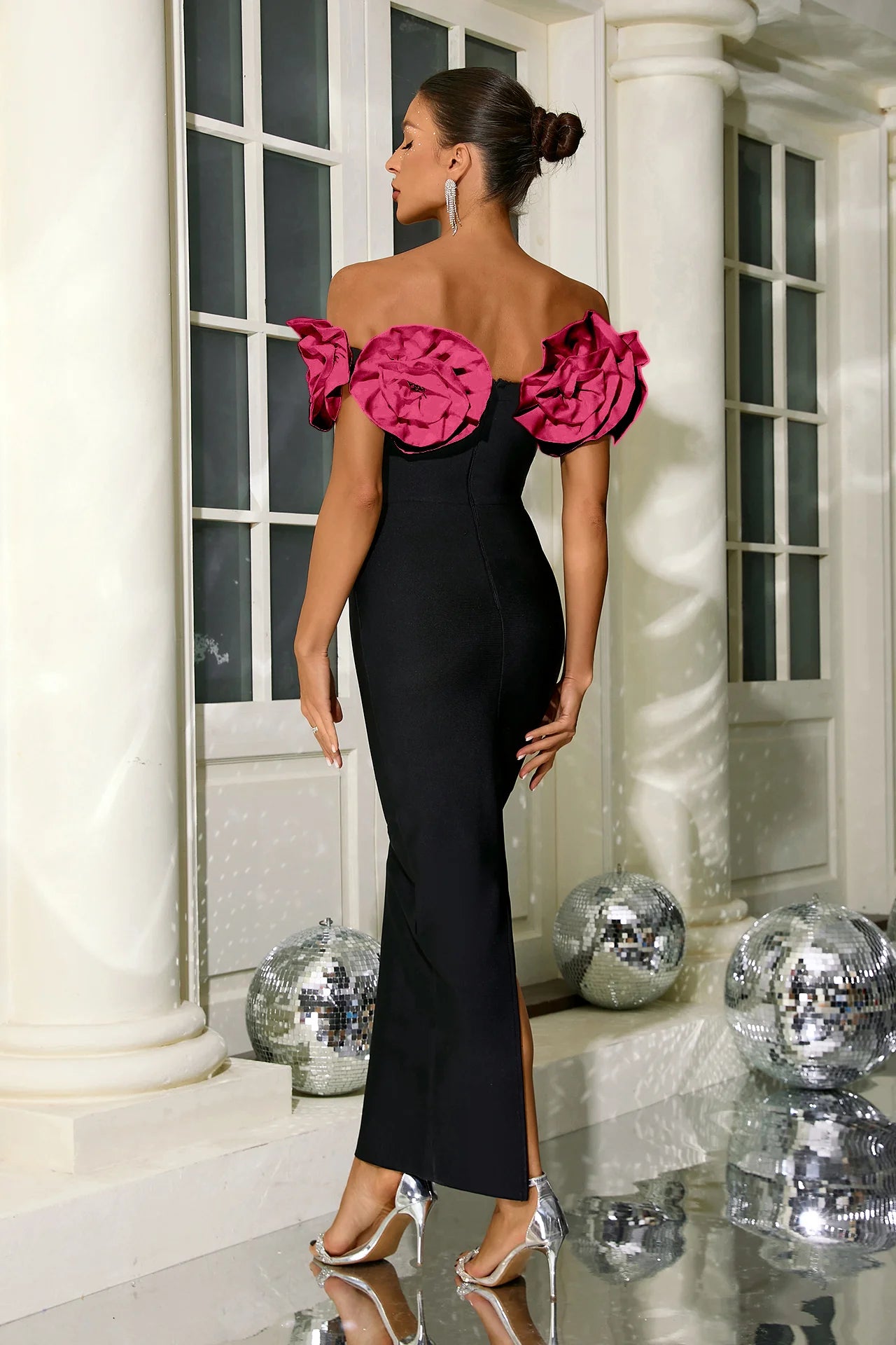 Océane Vêtements - Anna's Strapless Flower Adorned Midi Dress