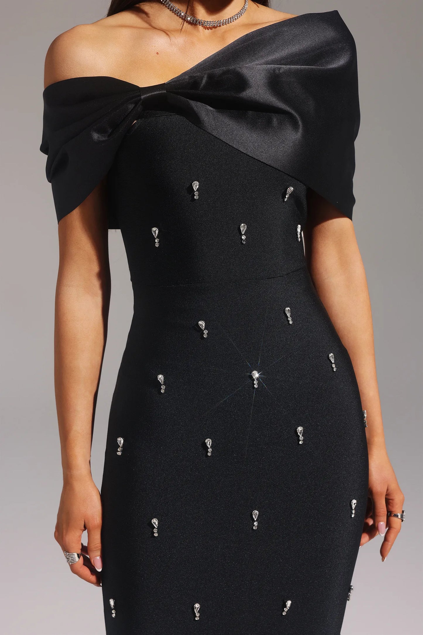 Océane Vétements - Capucine Off-Shoulder Diamond Maxi Dress