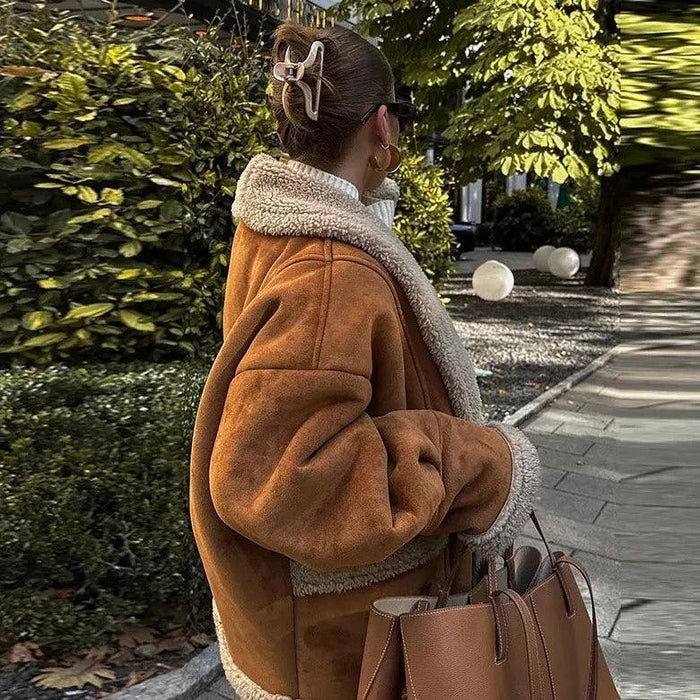 Océane Vêtements-Aviatrice Lambswool Suede Jacket