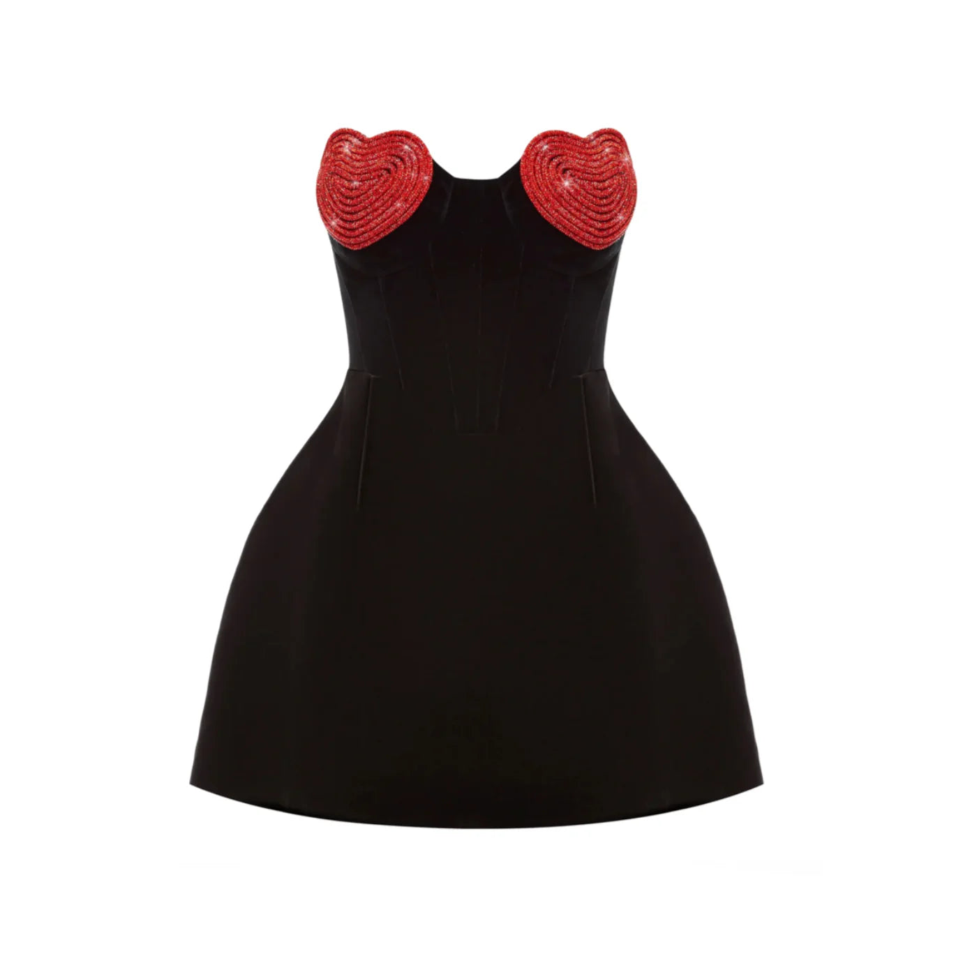 Océane Vêtements - Cupid's Arrow Red Crystal Heart Mini Dress