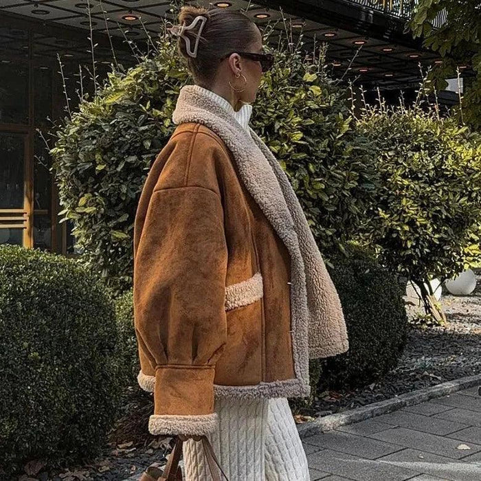 Océane Vêtements-Aviatrice Lambswool Suede Jacket