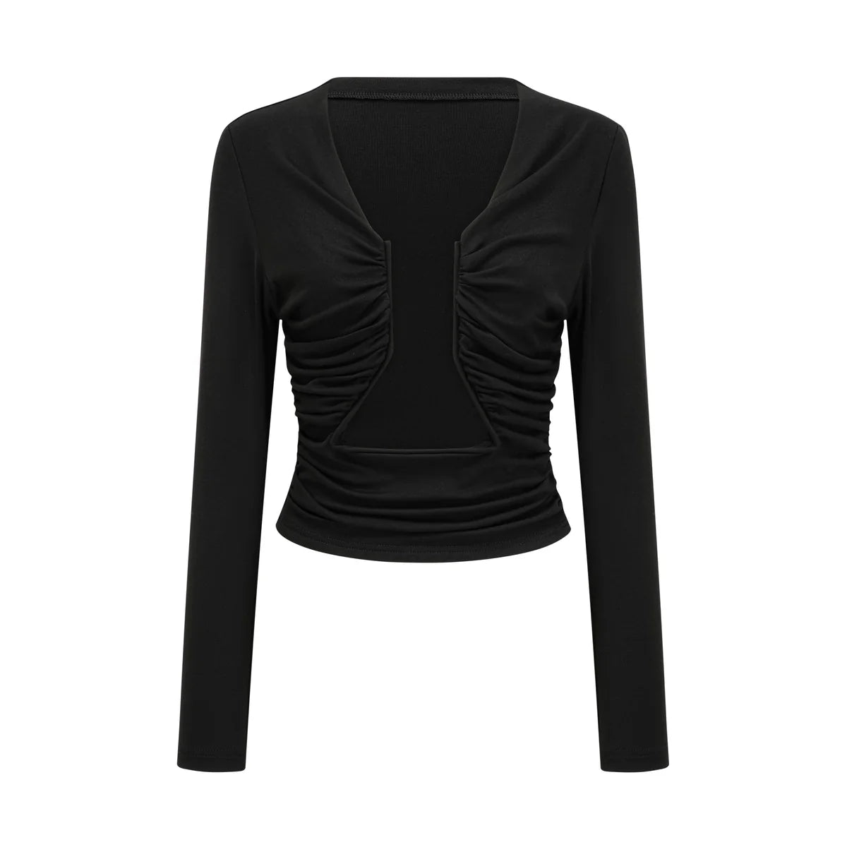 Océane Vêtements - Anaïs Black Open-Front Gathered Top