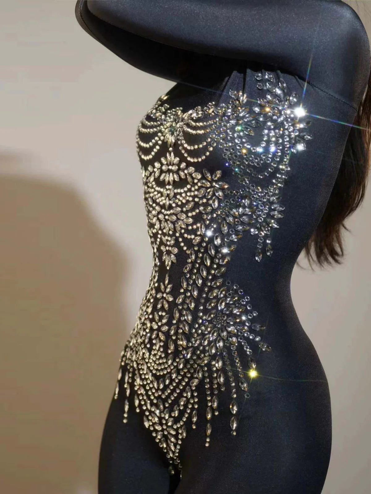 Océane Vêtements-Chesten Long Sleeve Rhinestone Embellished Jumpsuit