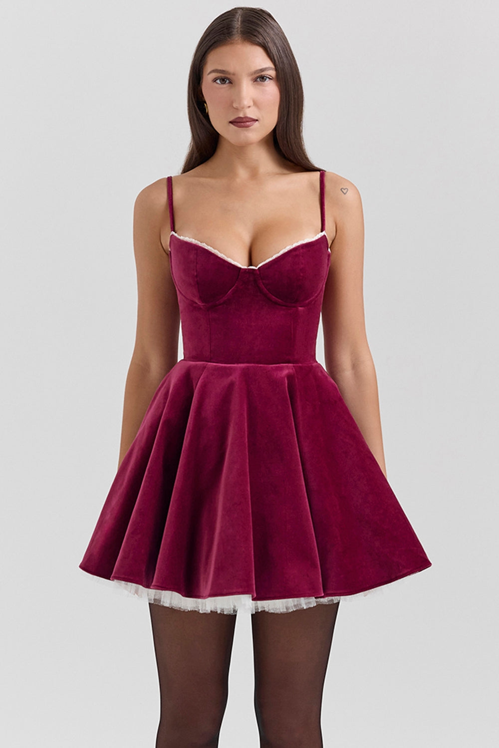 Océane Vêtements- Emy Burgundy Mini Velvet Dress