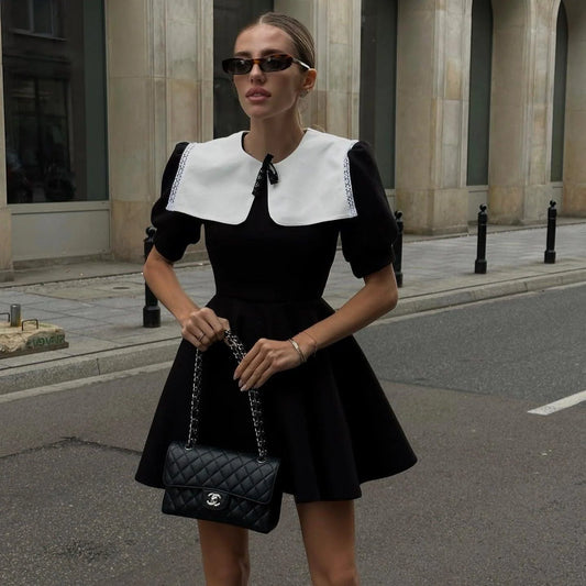 Océane Vêtements-Estela Doll Collar Short Sleeve Mini Dress