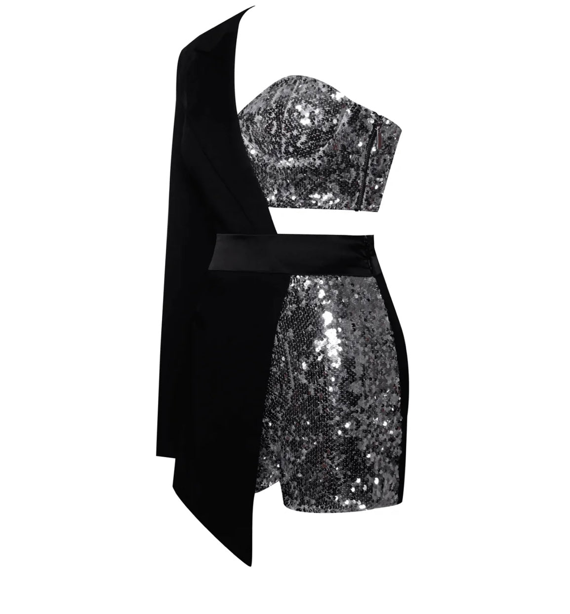 Océane Vêtements -- One Shoulder Sequin Blazer Romper