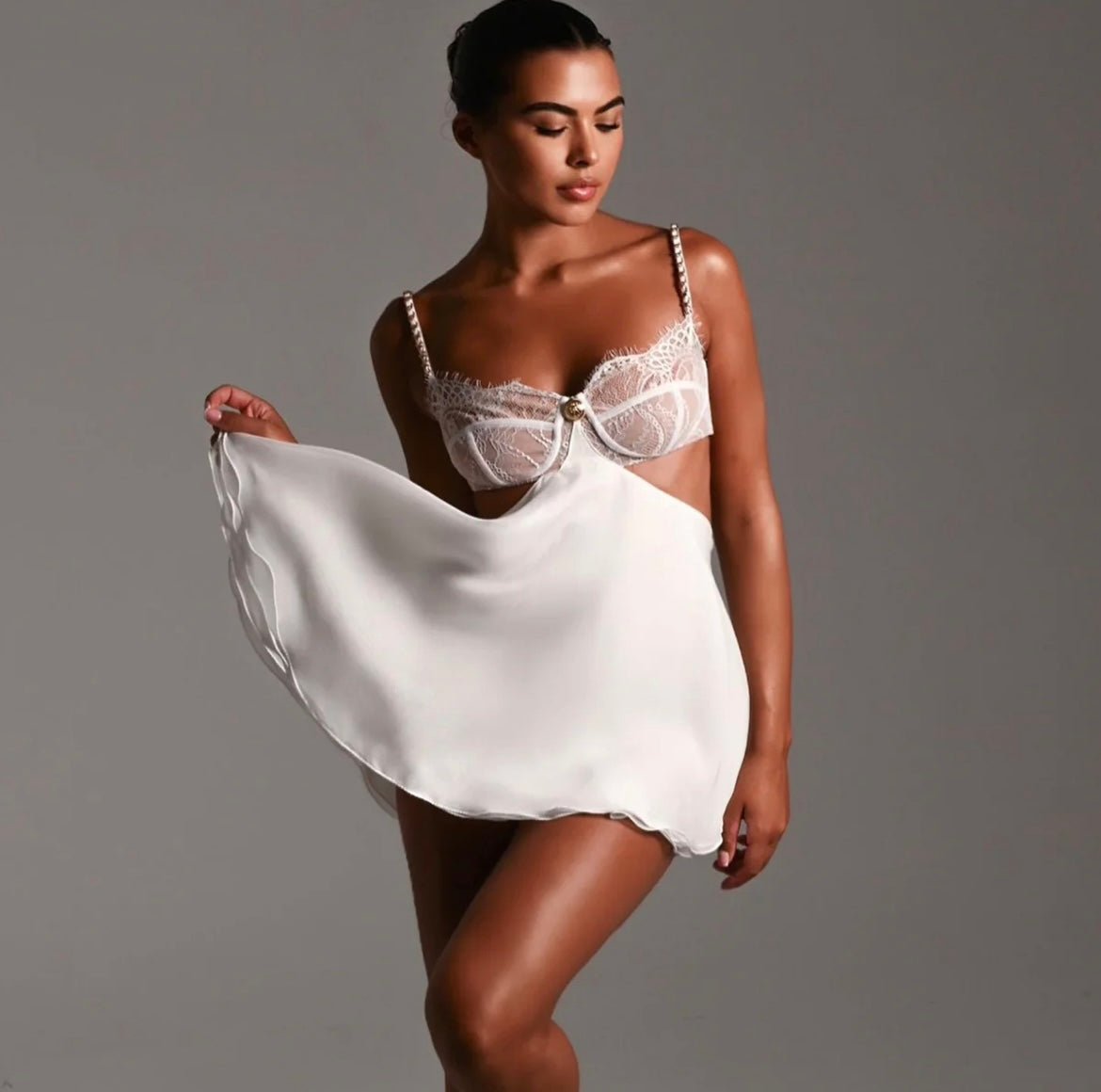 Océane Vêtements - French Chain Strap Bralette Backless Mini Dress