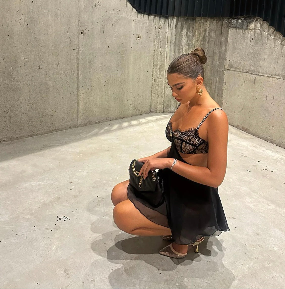 Océane Vêtements - French Chain Strap Bralette Backless Mini Dress