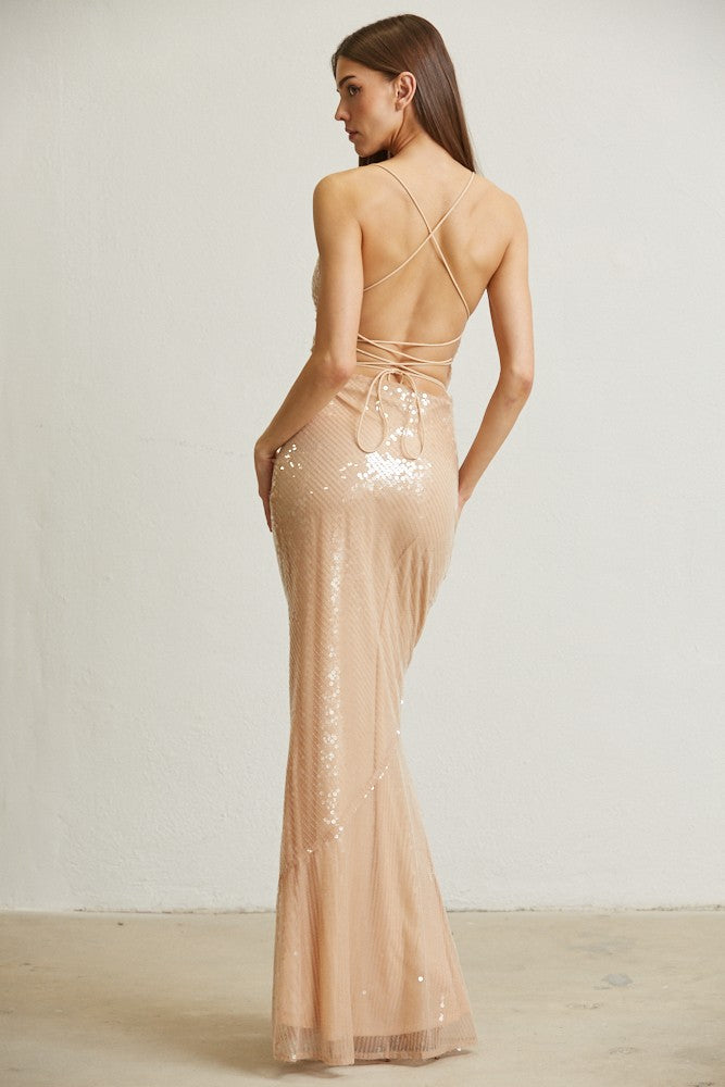 Océane Vêtements -Dorée Glitter Maxi Dress