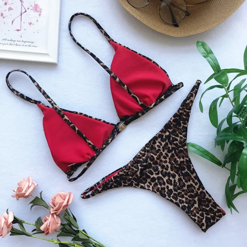 Océane Vêtements - Leopard High Cut Pushup Bikini