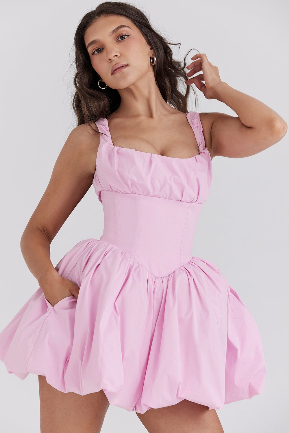 Océane Vêtements -Mini robe en tulle de coton rose Emily