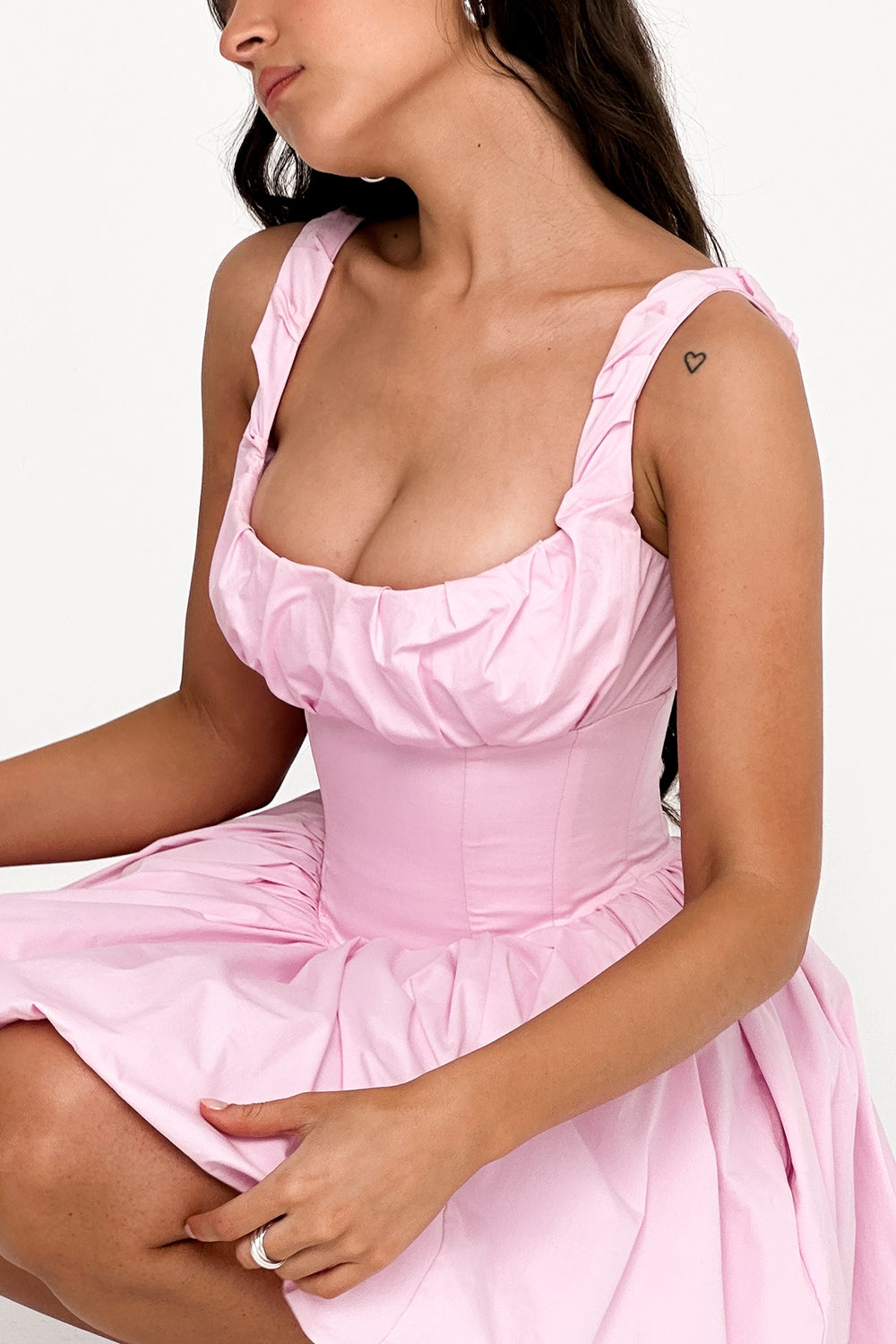 Océane Vêtements -Mini robe en tulle de coton rose Emily