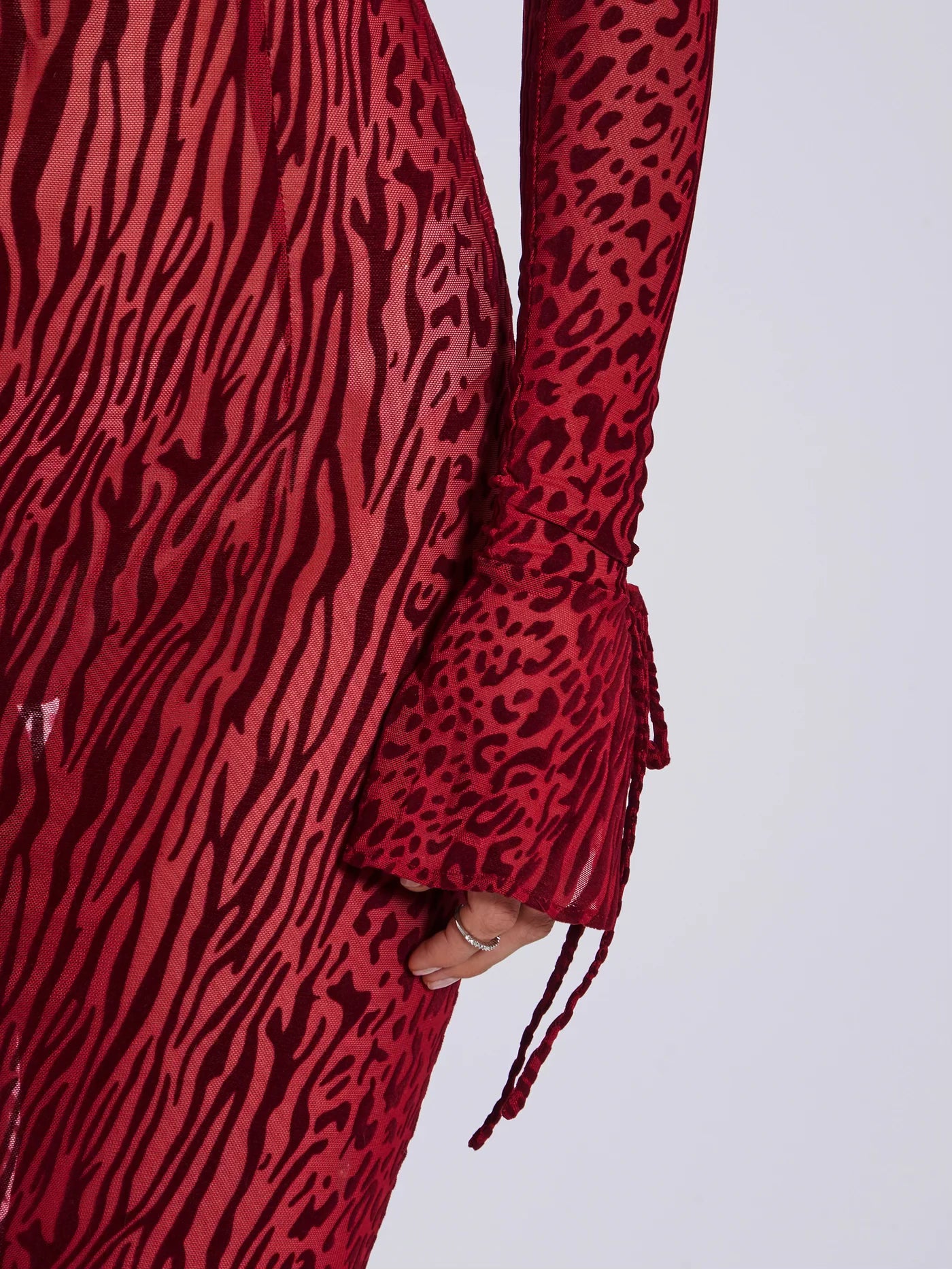Océane Vêtements -Imprimé Léopard Bordeaux Bodycon Maxi Dress