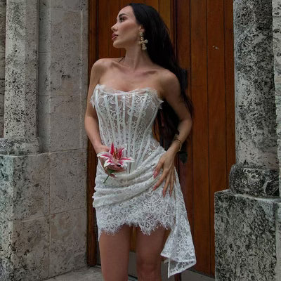 Océane Vêtements - Sophistiquée Corset Lace Mini Dress