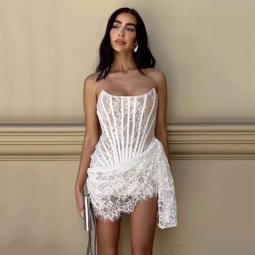 Océane Vêtements - Sophistiquée Corset Lace Mini Dress